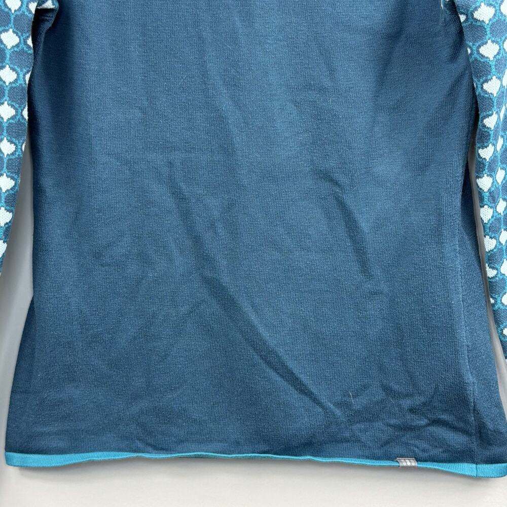 Title Nine Cotton Blend Teal Blue Raglan Sleeve Sweater Size S - Picture 4 of 9